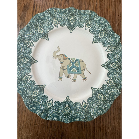 Port Townsand Levi Plate 10" Dinner Elephant Turquoise Lace Scalloped Porcelain - Picture 6 of 13